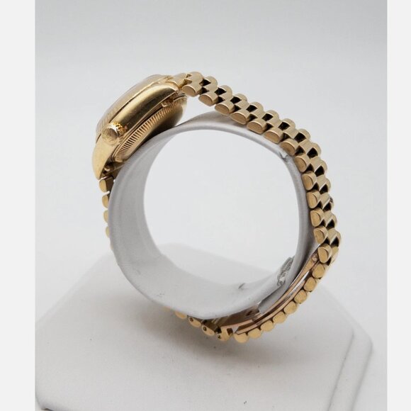 ROLEX Ladies President BLACK 18k Yellow Gold Watch OPEN PAPERS main image 7